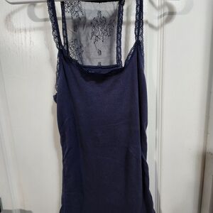 American Eagle Outfitters Navy Lace Tank Top